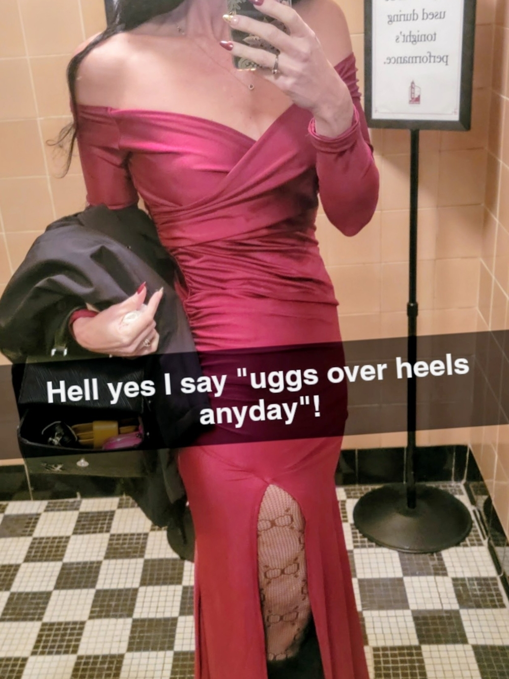 Off-Shoulder Deep Red Evening Dress with Front Slit